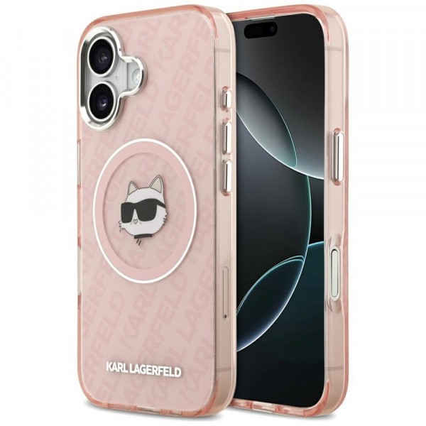 Husa MagSafe pentru Apple iPhone 17, Karl Lagerfeld, IML Choupette`s Head, Roz