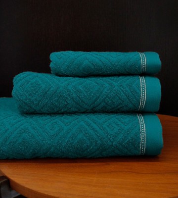 Set de 3 prosoape baie 100% bumbac Valentini Bianco, Adonis Bleumarin foto