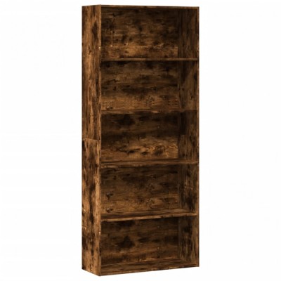 Gossi biblioteca, stejar fumuriu, 80x30x189 cm, lemn prelucrat foto