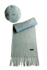 Set sal din casmir gri-deschis cu bereta asortata in stil frantuzesc, 200 x 75 cm, Marime universala