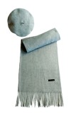 Set sal din casmir gri-deschis cu bereta asortata in stil frantuzesc, 200 x 75 cm