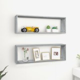 vidaXL Rafturi de perete cub, 2 buc., gri sonoma, 80x15x26,5 cm, lemn