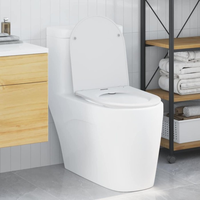 Capac WC cu eliberare rapidă, &icirc;nchidere lentă, alb, duroplast