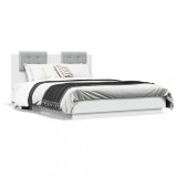 Cumpara ieftin Cadru de pat cu tablie, alb, 135x190 cm, lemn prelucrat