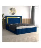 Pat Tapitat Ianis Albastru + Saltea Lux Ortopedica 160x200cm