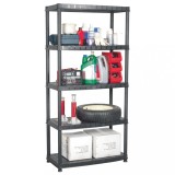 Raft Depozitare vidaXL Negru, 5 Polițe, 85x40x185 cm, Plastic, Rafturi Living, Suport Cărți, Plante, Organizator