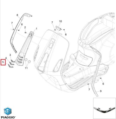 Ornament cromat inferior carena fata claxon (masca fata) originala Vespa Primavera - Sprint (16-23) 4T AC 50-125-150cc foto