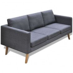 Canapea cu 3 locuri, material textil, gri inchis foto