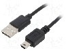 Cablu USB A mufa, USB B mini mufa, USB 2.0, lungime 1.8m, negru, AKYGA - AK-USB-03