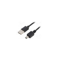 Cablu USB A mufa, USB B mini mufa, USB 2.0, lungime 1.8m, negru, AKYGA - AK-USB-03