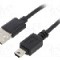 Cablu USB A mufa, USB B mini mufa, USB 2.0, lungime 1.8m, negru, AKYGA - AK-USB-03