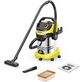 Aspirator umed-uscat Karcher WD 5 S V-30/5/22, 1.628-379.0, Aspirare umeda si uscata, rezervor de 30 L din otel inoxidabil, furtun de 2.2 m, 1100 W, f
