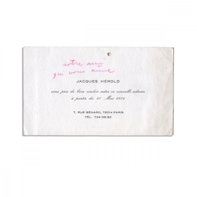 Jacques H&amp;eacute;rold, scrisoare, 1974, cu o &amp;icirc;nsemnare olografă foto