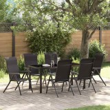 vidaXL Set de masă pentru grădină 7 pcs Negru de cafea Rattan poli
