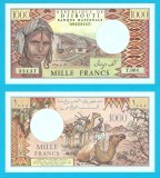 Djibouti (pick 37) 1000 Francs 1988 UNC; Caravană de cămile