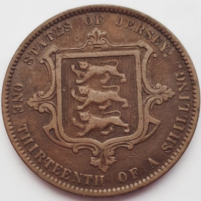 2573 Jersey &amp;sup1;&amp;frasl;₁₃ Shilling 1870 Victoria km 5 foto
