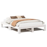 Cumpara ieftin Cadru de pat fara saltea, alb, 160x200 cm, lemn masiv pin