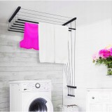 Uscator Rufe Tavan Negru 6x200cm Otel Inoxidabil 12m Uscare Max 15kg Sepio