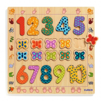 Puzzle din lemn Cifre, Djeco foto