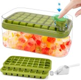 Tava cu capac pentru cuburi de gheata Yizemay, plastic, verde, 24L x 14W x 11H cm