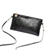Geanta Portofel Dama Piele PU Crocodil Neagra - Portcard Minimalist