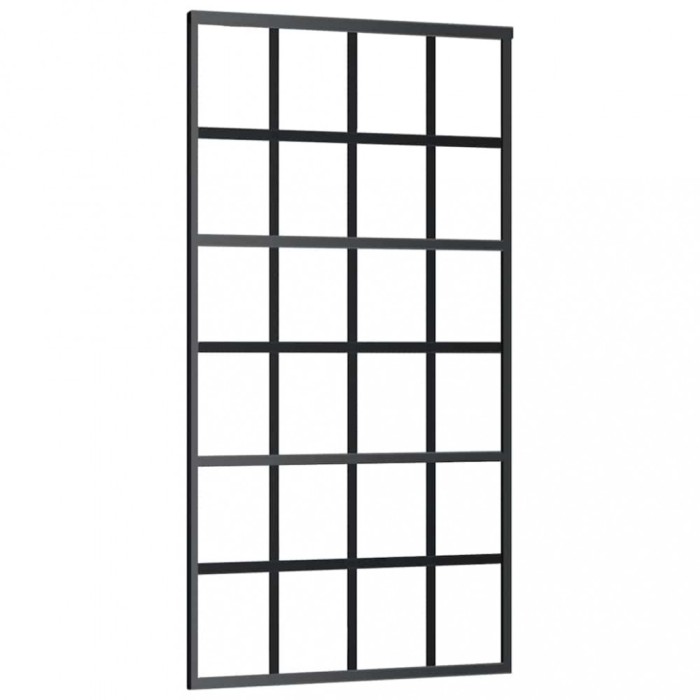 vidaXL Ușă glisantă, negru, 102x205 cm, sticlă ESG și aluminiu