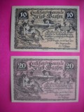 HOPCT BANCNOTA NOTGELD NR 47 - DAASEN - SET 2 BUC -20 SI 10 HELLER 1920 -AUSTRIA-UNC