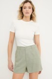 Answear Lab pantaloni scurti culoarea verde, neted, high waist