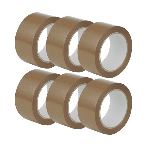 Set 6 role Banda adeziva de tip scotch, maro, 48 mm x 100 m