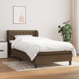 Pat box spring cu saltea, maro &icirc;nchis, 100x200 cm, textil