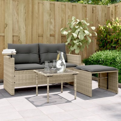 vidaXL Set canapele de grădină cu perne, 3 piese gri deschis poliratan 365463 foto