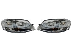 Set faruri tuning VW GOLF VII (5K), 10.2012-2017, cu LED daytime running light; H1+H7; electrical; crom, transparent; TUNING; halogen,