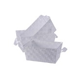 Cumpara ieftin Set 3 cosuri depozitare textil alb 30 x 20 x 14 cm, 32,5 x 22,5 x 15 cm, 35 x 25 x 16 cm