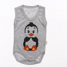 Body Maiou Pinguin Gri bebelusi bumbac 0-12 luni