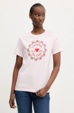 Converse tricou din bumbac femei, culoarea roz, 10028307-A03