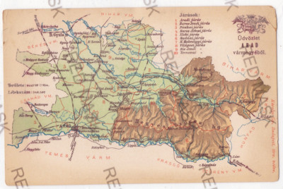 5384 - MAP, Arad, Ineu, Moneasa, Romania - old postcard - unused foto