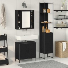 vidaXL Unități de vanitate pentru baie cu ușă Negru 33 x 33 x 185.5 cm 3334385