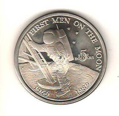 SV * Ins. Marshall FIVE DOLLARS / 5 DOLARI 1989 * PRIMUL OM PE LUNA 1969 * AUNC+ foto