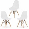 Set 3 Scaune Acerenza, Stil Scandinav cu Picioare din Lemn de Fag, Cadru Metalic, Sezut PP, Maxim 120 Kg, 46 x 54 x 82 cm, Alb