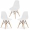 Set 3 Scaune Acerenza, Stil Scandinav cu Picioare din Lemn de Fag, Cadru Metalic, Sezut PP, Maxim 120 Kg, 46 x 54 x 82 cm, Alb