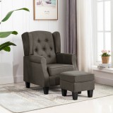 Fotoliu cu taburet pentru picioare, gri taupe, material textil