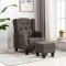 Fotoliu cu taburet pentru picioare, gri taupe, material textil
