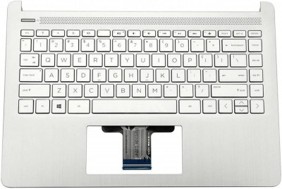Carcasa superioara cu tastatura palmrest Laptop, HP, 14-DQ, 14S-DQ, 14S-FQ, L88206-001, 14-DQ, TPN-Q211, cu iluminare, argintie, layout US foto