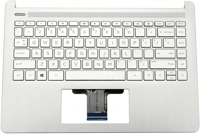 Carcasa superioara cu tastatura palmrest Laptop, HP, 14-DQ, 14S-DQ, 14S-FQ, L88206-001, 14-DQ, TPN-Q211, cu iluminare, argintie, layout US