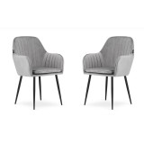 Set 2 scaune bucatarie/living, Artool, Lugo, catifea, metal, argintiu si negru, 57.5x56.5x86.5 cm, Leobert