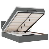 Cumpara ieftin Pat otoman cu saltea si LED-uri tesatura gri inchis 140x190 cm