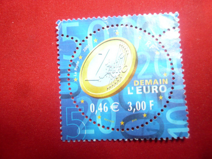 Serie- Euro de maine 2001 Franta , 1 valoare stampilata