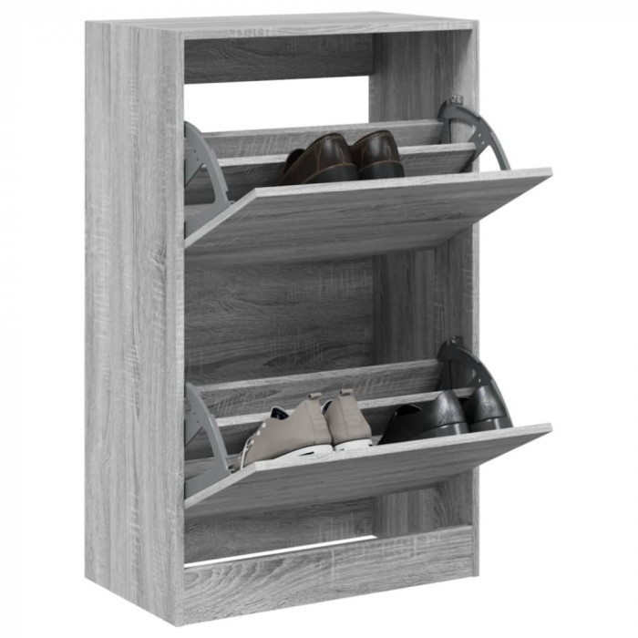 Gossi pantofar, gri sonoma, 60x34x96,5 cm, lemn compozit