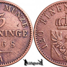 1868 A, 3 Pfenninge - Wilhelm I - Regatul Prusiei