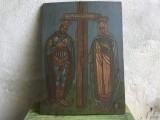 colectie / arta / religie - Icoana veche pictata pe lemn Constantin si Elena !